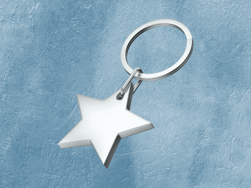 Personalised key ring in the shape of Personalised key ring in the shape of