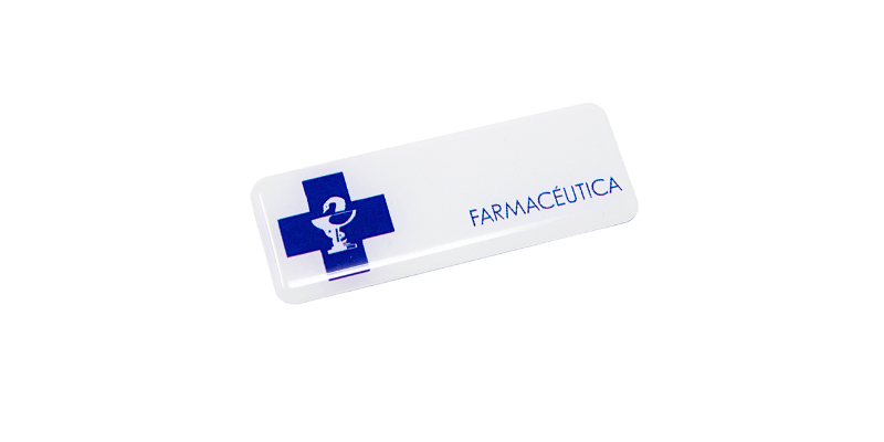 Identificador para farmacia blanco con cruz azul